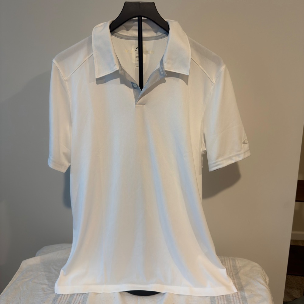 Oakley Mens Regular Fit Golf Polo Shirt White Short Sleeve Size Medium